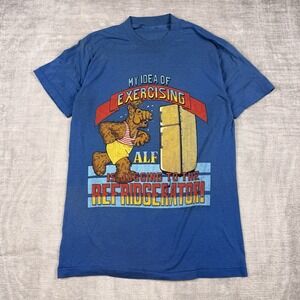 Vintage Alf Shirt Mens Large Blue 80s Thin TV Show Sitcom Funny Single Stitch